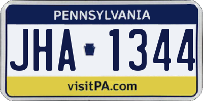 PA license plate JHA1344