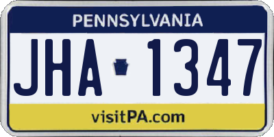 PA license plate JHA1347