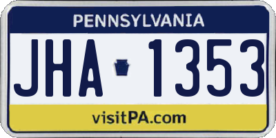 PA license plate JHA1353