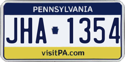 PA license plate JHA1354