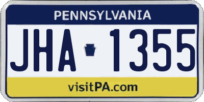 PA license plate JHA1355