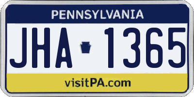 PA license plate JHA1365