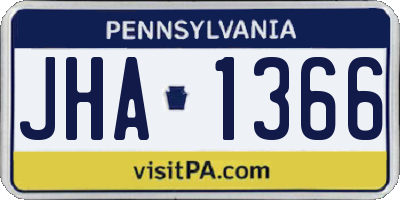 PA license plate JHA1366