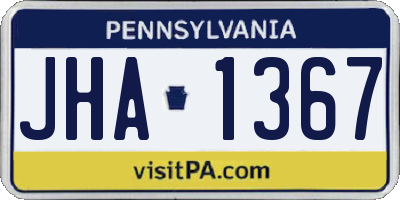 PA license plate JHA1367