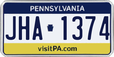 PA license plate JHA1374