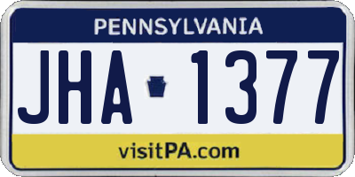 PA license plate JHA1377