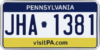 PA license plate JHA1381