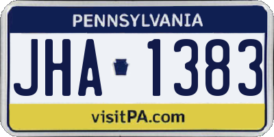 PA license plate JHA1383