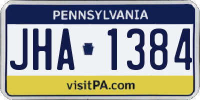 PA license plate JHA1384