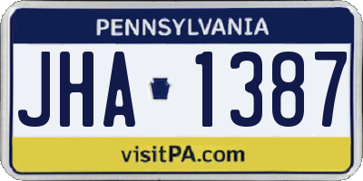 PA license plate JHA1387
