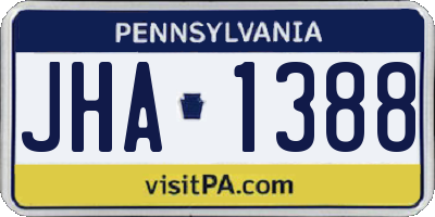 PA license plate JHA1388