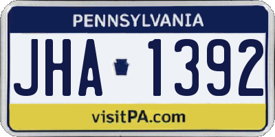 PA license plate JHA1392