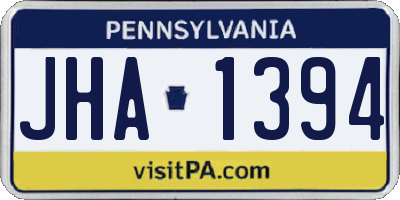 PA license plate JHA1394