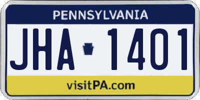 PA license plate JHA1401