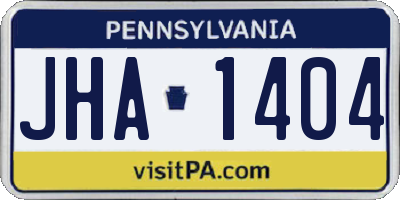 PA license plate JHA1404
