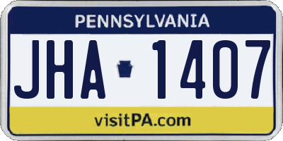 PA license plate JHA1407