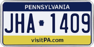 PA license plate JHA1409
