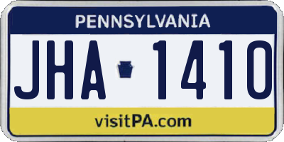 PA license plate JHA1410