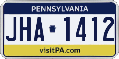 PA license plate JHA1412