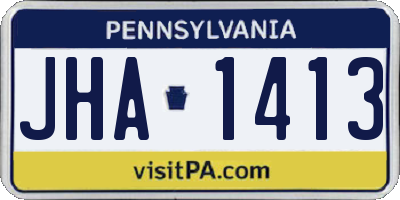 PA license plate JHA1413