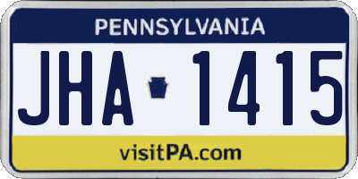 PA license plate JHA1415