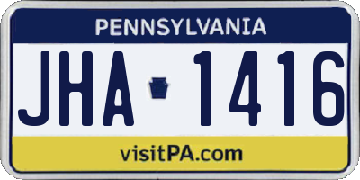 PA license plate JHA1416