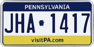PA license plate JHA1417