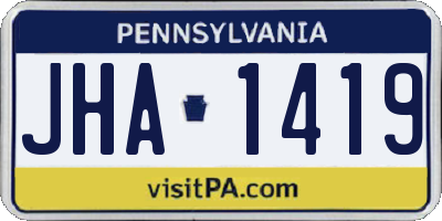 PA license plate JHA1419