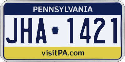 PA license plate JHA1421