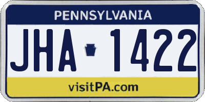 PA license plate JHA1422