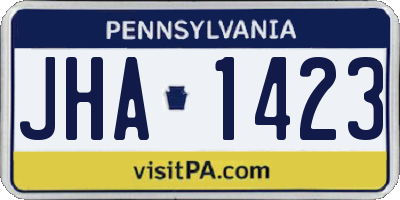 PA license plate JHA1423