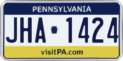 PA license plate JHA1424