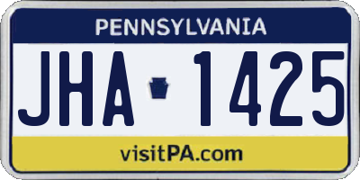 PA license plate JHA1425