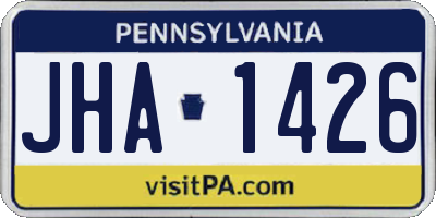 PA license plate JHA1426