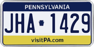 PA license plate JHA1429