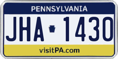 PA license plate JHA1430