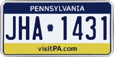 PA license plate JHA1431