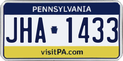 PA license plate JHA1433