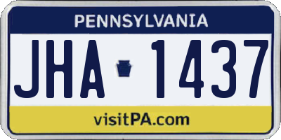 PA license plate JHA1437
