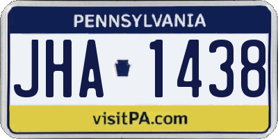 PA license plate JHA1438