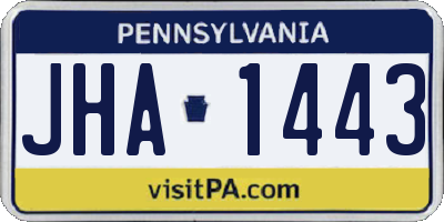PA license plate JHA1443
