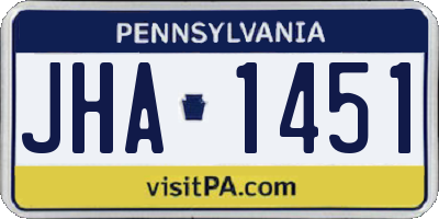 PA license plate JHA1451