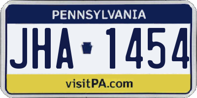 PA license plate JHA1454