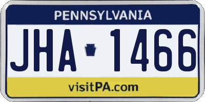 PA license plate JHA1466