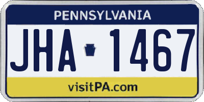 PA license plate JHA1467