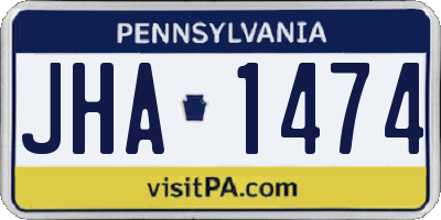 PA license plate JHA1474