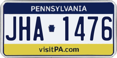 PA license plate JHA1476