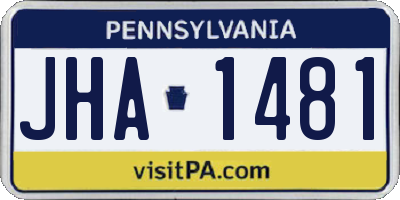 PA license plate JHA1481