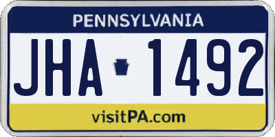 PA license plate JHA1492