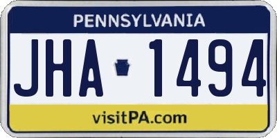 PA license plate JHA1494